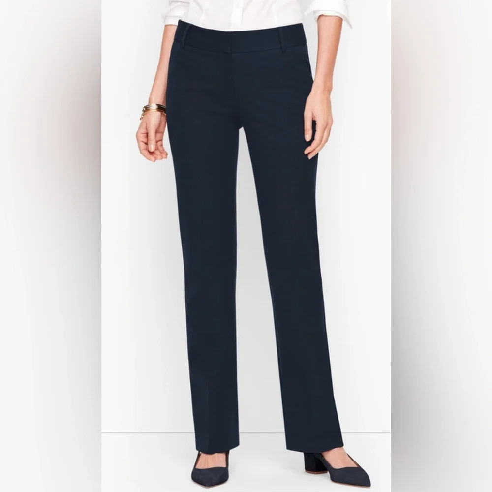 TALBOTS Sz 12P Newport Straight Leg Pockets Zipper Closure Jersey Knit Trousers